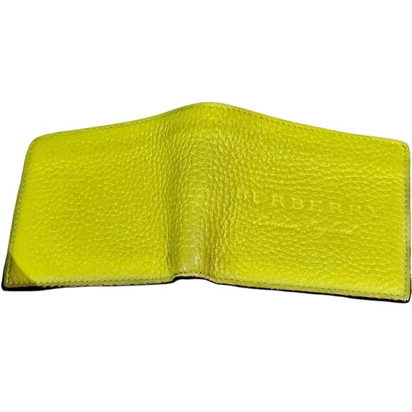 BURBERRY Mens Wallet Embossed Leather Bifold Neon Yellow Authentic Full Set Box - Picture 14 of 16